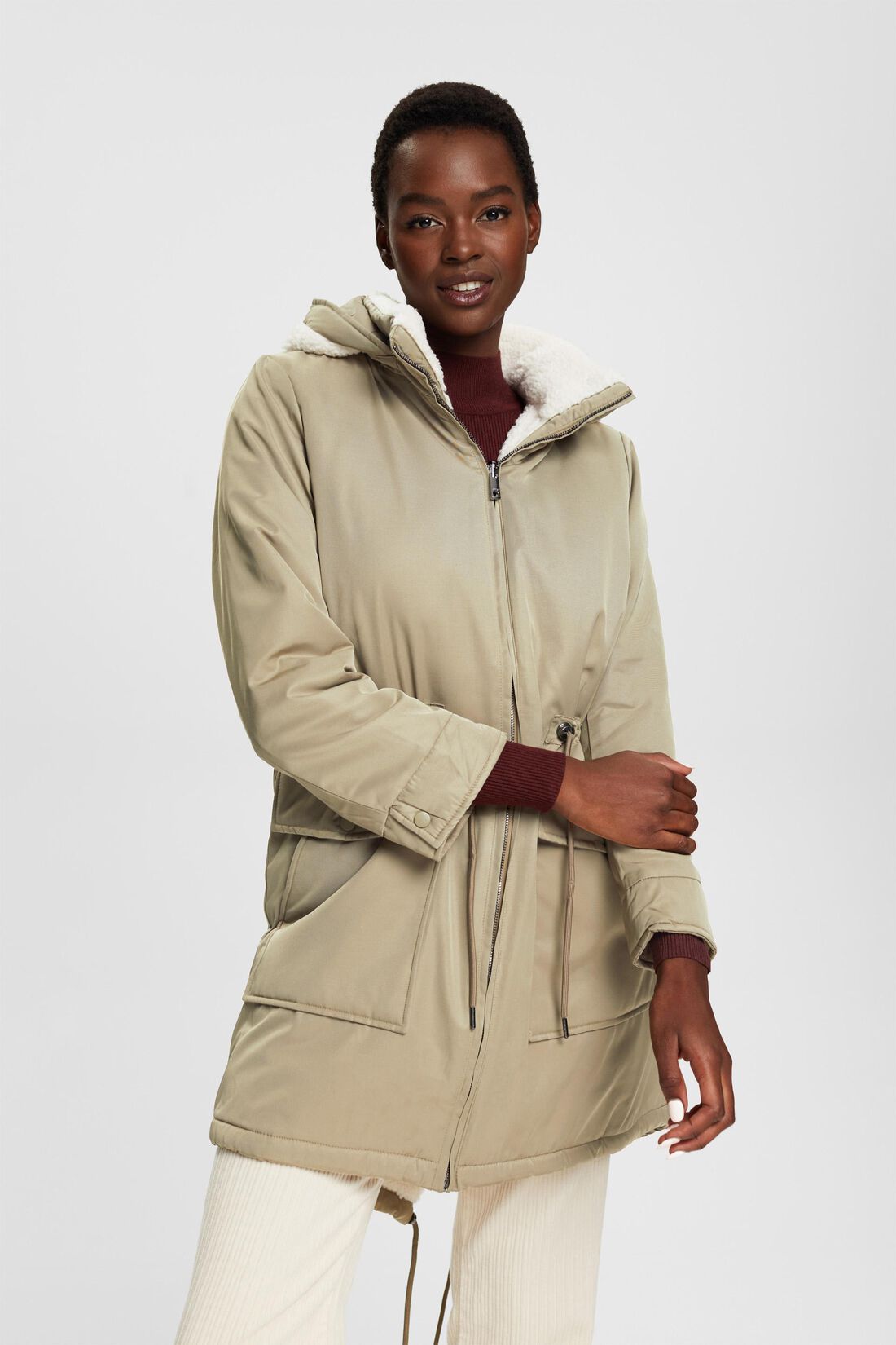 chaqueta-borreguito-mujer-894jio-1.jpg ABRIGO CON FORRO DE BORREGUITO MUJER ESPRIT - Imagen 1