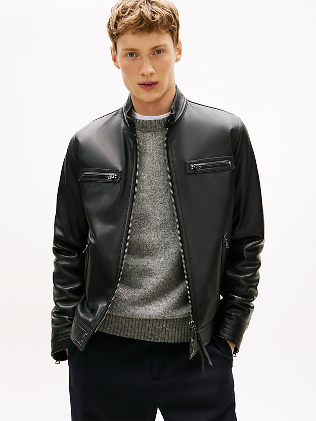 chaqueta-cuero-039egf-1.jpg Cazadora motera de piel | Negro | Tommy Hilfiger - Imagen 1