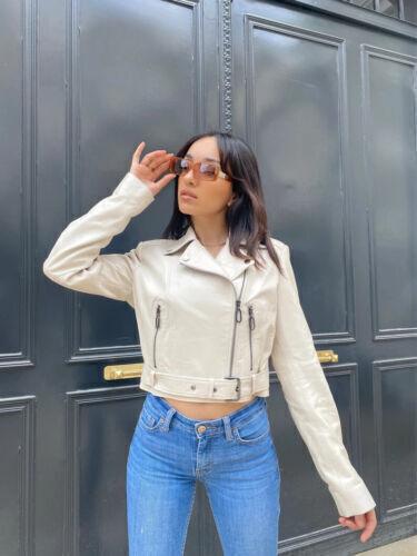 chaqueta-cuero-334sjw-1.jpg Elegante chaqueta de cuero beige para mujer genuina piel de cordero hecha a mano motociclista Compra barata en Joom - Imagen 1