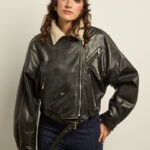 Chaqueta biker cuero oversize borreguito