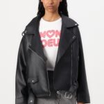 Noisy May NMPAULINA OVERSIZE BIKER JACKET NOOS Chaqueta de cuero sintético black/negro Zalando.es