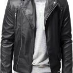 CBROOT Chaqueta Cuero para Hombre Chaqueta De Cuero para Hombres Primavera Color Sólido Cremallera Delgada Hombres De Manga Larga Cardigan Lapel Chaqueta De Motocicleta Streetwear Ropa Exterior : Amazon.es: Moda