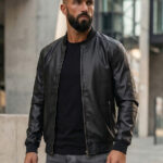 Chaqueta de cuero para hombre negro Bolf 7110