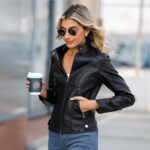 Hiseng Chaqueta de Cuero Sintético para Mujer, PU Chaqueta Cuero Mujer, con Bolsillos con Cremallera, Negra Moda Corta Cazadora, Otoño, Primavera: Amazon.es: Moda
