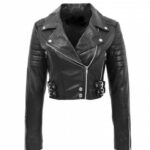 Chaqueta biker de piel100% napa negra mujer corta Ladies Nappa Leather S089 OSX