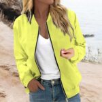 SCBFDI Chaqueta Entretiempo Mujer, Chaqueta Bomber Mujer Color Sólido Chaquetas Ligeras Cremallera Casual Otoño Primavera Abrigos Rompevientos con Clase con Bolsillos, Biker Mujer: Amazon.es: Moda