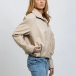 Chaqueta Mujer tipo cuero Beige Estilo Blouson | Entretiempo Primavera