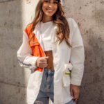 Chaqueta de entretiempo para mujer blanco y naranja Bolf AG3010A2