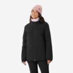 Chaqueta de esquí y snowboard cálida e impermeable mujer, 100 negro