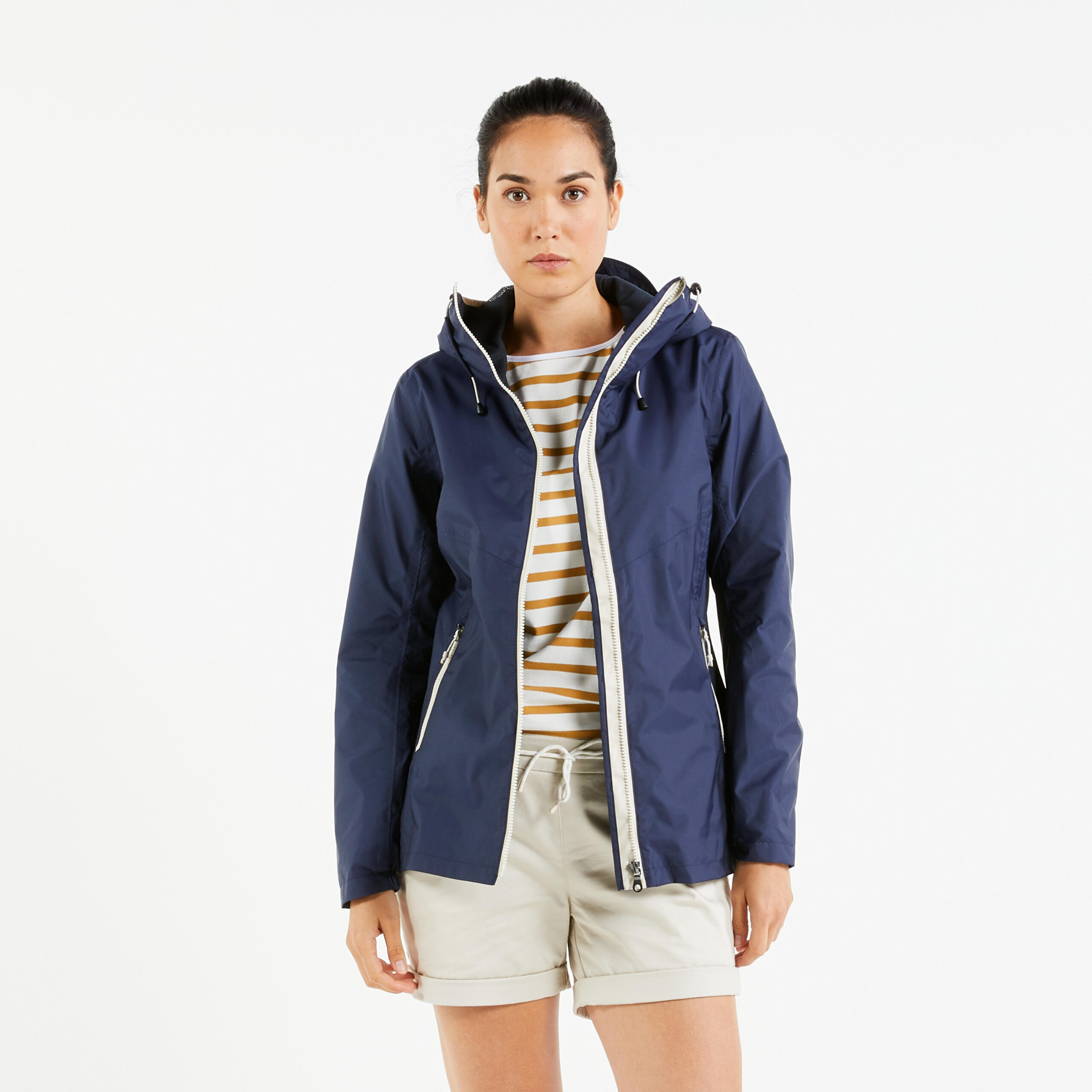 chaqueta-impermeable-mujer-157don-1.jpg Chubasquero chaqueta impermeable Mujer Sailing 100 Azul marino | Decathlon - Imagen 1