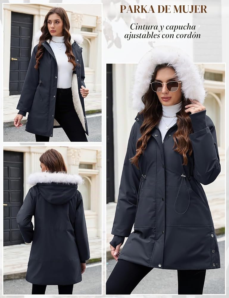 chaqueta-invierno-mujer-155zjw-1.jpg Vijamiy abrigo mujer de invierno chaqueta parka chaquetas Termico Abrigos Cálido Elegante Winter Jacket con Capucha Bolsillos(Azul marino,S): Amazon.es: Moda - Imagen 1