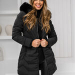 Chaqueta de invierno con capucha y pelo para mujer negro Bolf 16M9121