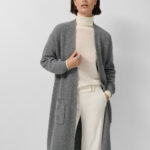 Chaqueta larga punto grueso gris Mujer | Roberto Verino