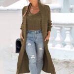 Chaqueta Mujer,Cárdigans De Punto Largo Para Mujer Abrigo 2 Piezas Moda Liso Café Acanalado Camisola Suéteres Cárdigan Manga Larga Cárdigan Frontal Abierto Primavera Casual Suelta Chaqueta De P : Amazon.es: Moda