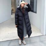 Chaqueta Larga hacia Abajo Abrigo de Mujer Invierno 2021 Nuevo Coreano de Gran tamaño Grueso Tibio con Capucha con Capucha Cubierta de algodón Negro Blanco Chaquetas de algodón : Amazon.es: Moda