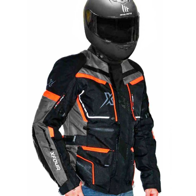 chaqueta-moto-784mfe-1.jpg CHAQUETA CORDURA HOMBRE MAXTEX GRIS/NARANJA - Imagen 1