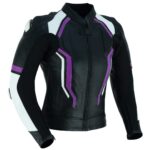 CHAQUETA DE MOTO EN CUERO PARA CHICAS CON PROTECCIONES DE TITANIO/ JF 17 C LILA MORADO