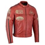 Chaqueta moto Hombre Piel BSTAR Vino Gastado Roja