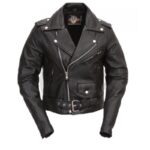 chaqueta moto mujer de cuero estilo cruzada rockera color negro Tallas Ropa 2XL