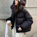 Invierno Chamarra Negra Chamarras Largas De Dama Chaqueta Acolchada Chaqueta Negra Larga Mujer Chaqueta Puffer