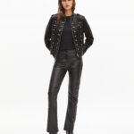 Chaqueta de cuero negra estilo oficial Mujer | The Kooples