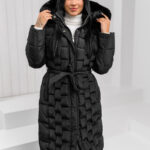 Chaqueta acolchada larga negra para mujer abrigo de invierno con capucha Bolf 11Z8179