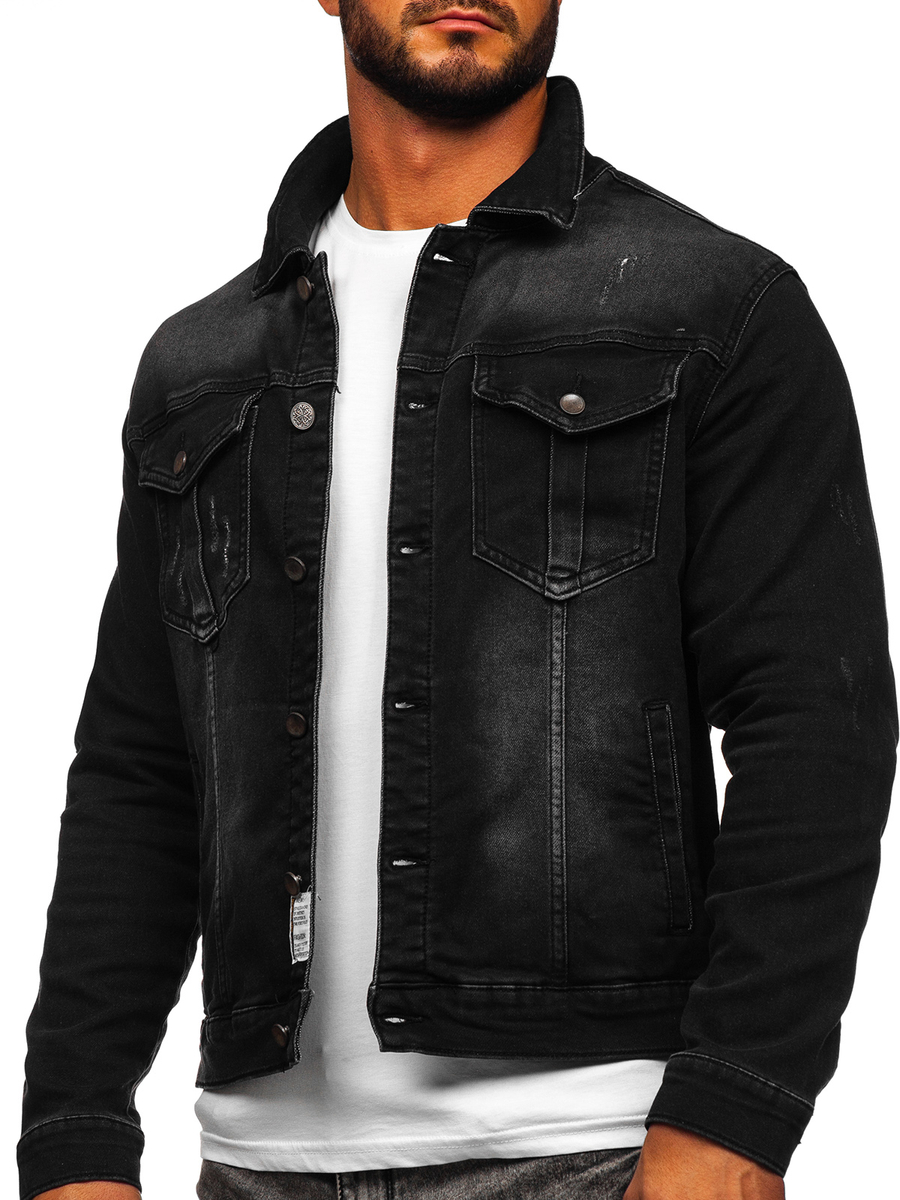 chaqueta-negra-hombre-360kdm-1.jpg Chaqueta vaquera para hombre negro Bolf MJ514N - Imagen 1