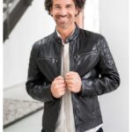 Chaqueta Mauritius Piel Negra Bike Hombre | Vips Jeans