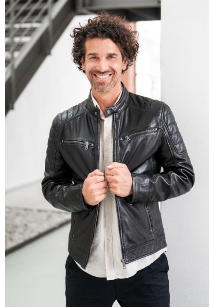 chaqueta-negra-hombre-664hmn-1.jpg Chaqueta Mauritius Piel Negra Bike Hombre | Vips Jeans - Imagen 1