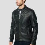 Chaqueta Biker Acolchada Efecto Piel Hombre – Koroshi Negro black / S