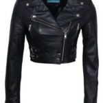 Mujer Chaqueta Negra Corto Cuero Chic Estilo Gótico Motero Chaqueta Corta | eBay