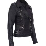 Chaqueta biker de cuero 100% napa negra mujer Ladies Nappa Leather S083 OSX | Caramba Shop