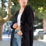 Chaqueta punto negra botones mujer