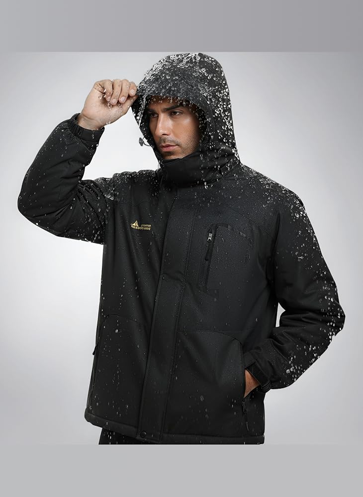 chaqueta-nieve-hombre-073don-1.jpg Mnking Chaqueta Nieve Esquí Hombre Impermeable Forro Polar con Capucha | Cazadora Montaña Snowboard Invierno Lana Cálida Antiviento Abrigos con ... - Imagen 1