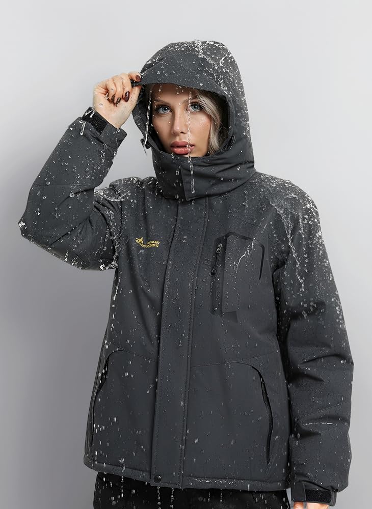 chaqueta-nieve-mujer-216qxo-1.jpg Mnking Chaqueta Nieve Esquí Mujer Impermeable Forro Polar con Capucha | Cazadora Montaña Snowboard Invierno Lana Cálida Antiviento Abrigos con Capucha Desmontable Exterior (Gris,S) : Amazon.es: Moda - Imagen 1