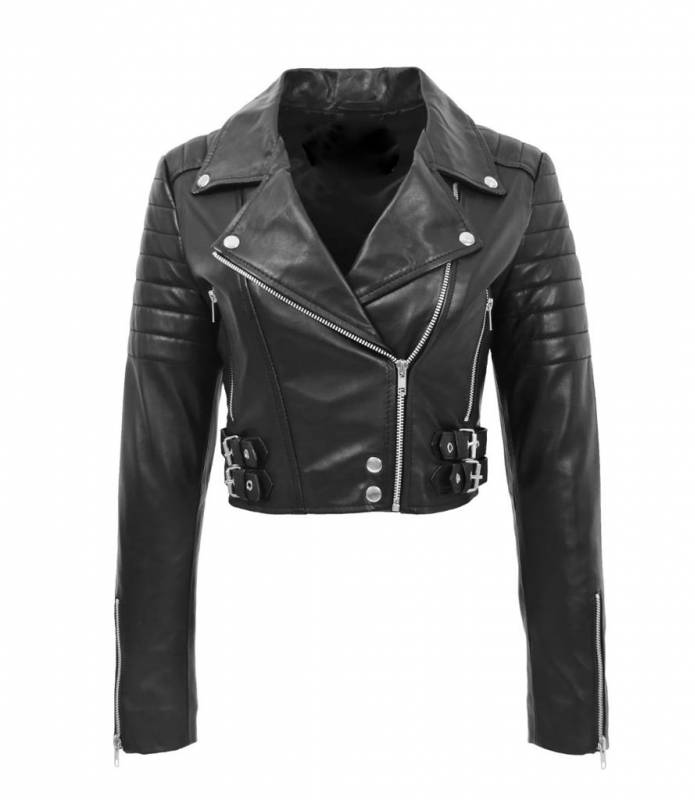 chaqueta-piel-mujer-156jbz-1.jpg Chaqueta biker de piel100% napa negra mujer corta Ladies Nappa Leather S089 OSX - Imagen 1