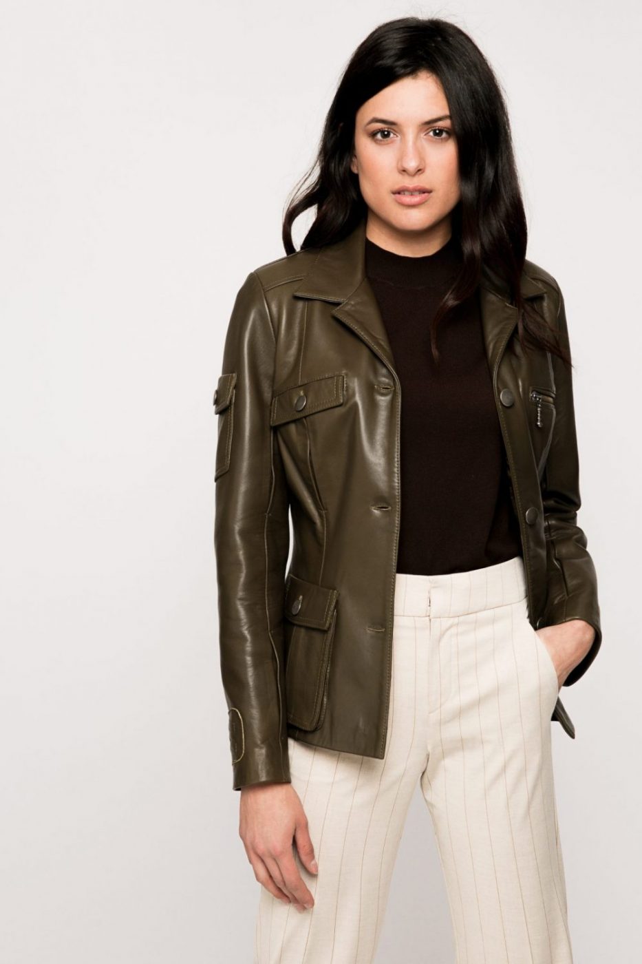 chaqueta-piel-mujer-625dpv-1.jpg Chaqueta militar de cuero - Imagen 1