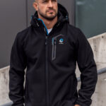 Hombre Chaqueta softshell Negro Azul Bolf WX062