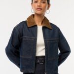 Chaqueta vaquera con cuello de canalé Azul