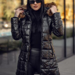Chaqueta larga acolchada abrigo de invierno con capucha para mujer negro y marrón Bolf 16M9120 NEGRO Y MARRÓN