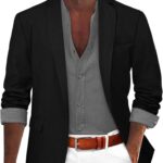 Blazer Casual De Ajuste Regular Para Hombre, Chaqueta Ligera Informal De Verano Color Liso Con Manga Larga y Bolsillo (Negro, M): Amazon.es: Moda