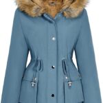 heekpek Abrigo Largo Mujer Invierno Impermeable Cálido Parka | Mujer Cremallera Gruesa Forro Polar Chaqueta de Invierno Mujer con Bolsillos y Capucha, Azul, S: Amazon.es: Moda