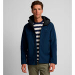 Chaqueta Cortavientos Hombre Silbon Azul con Capucha Impermeable Casual