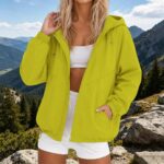Cortavientos Mujer Impermeable Básica Chaquetas De Lluvia Con Capucha Cortavientos Plegable Color Sólido Con Cremallera Cortavientos Moderna Transpirables Para Vacaciones Senderismo Trail Running: Amazon.es: Moda