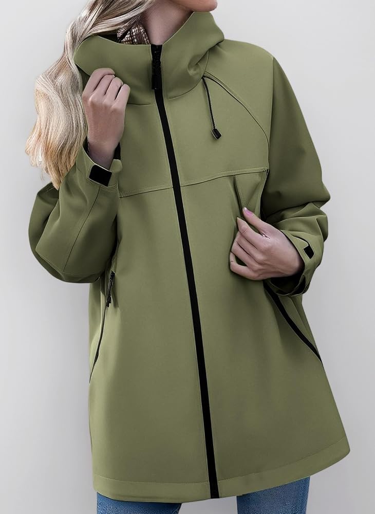 impermeable-mujer-391foc-1.jpg Chubasquero Mujer Impermeable con Capucha Color Sólido Cortavientos Mujer Impermeable con Bolsillo Chic Montaña para Exteriores Chubasqueros Raincoat De Cremallera Verde del ejército S : Amazon.es: Moda - Imagen 1