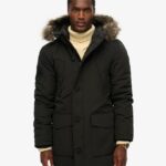Hombre Parka con capucha de pelo sintético Everest en negro azabache | Superdry ES