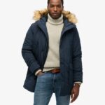 Hombre Parka con capucha de pelo sintético Everest en azul marino cromo nórdico | Superdry ES