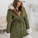 Chaqueta parka de invierno con capucha para mujer caqui Bolf 5M3187