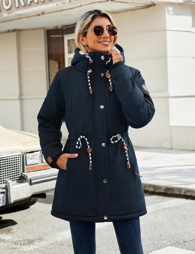 parka-mujer-856ymp-1.jpg TOMEEK Abrigo Mujer Parka Largo con Capucha Chaqueta Mujer Invierno de Piel Gruesa con Bolsillos Térmica Cremallera Abrigos Cazadora Cálido Parkas Mujer Invierno(Azul Marino,S): Amazon.es: Moda - Imagen 1