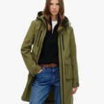 Mujer Parka larga con capucha Shell en verde caqui | Superdry ES